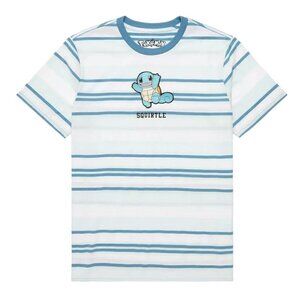 Pokemon Squirtle Embroidered Stripe Men’s T-Shirt, Medium